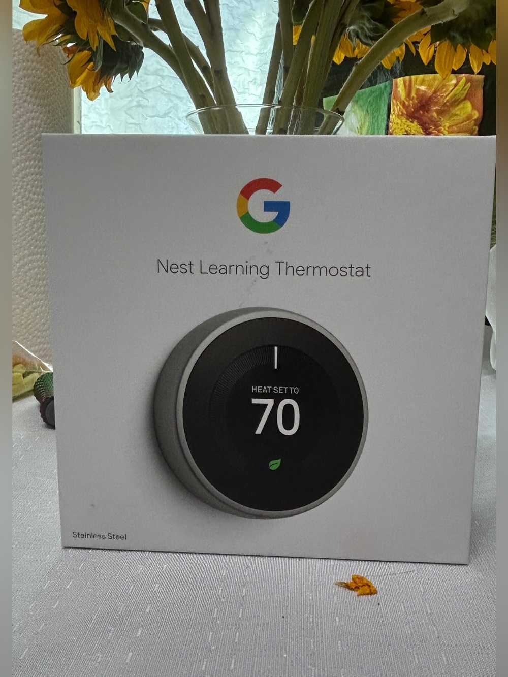 google Nest Learning Thermostat - Stainless Steel with Black Display